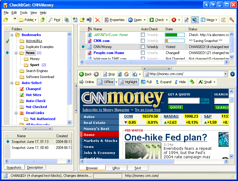 Get - Web-Monitor, Bookmark Manager and Web-Page Archiver Screenshot